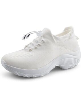Women's White Orthopedic Breathable Slip on Trainers Thick Bottom Sneaker Shoes